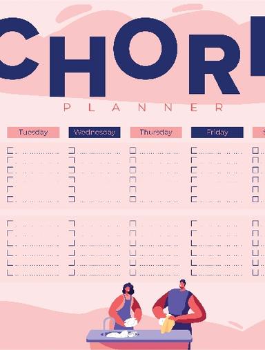 Chores Chart Planner 4 werkbladen voor productiviteit