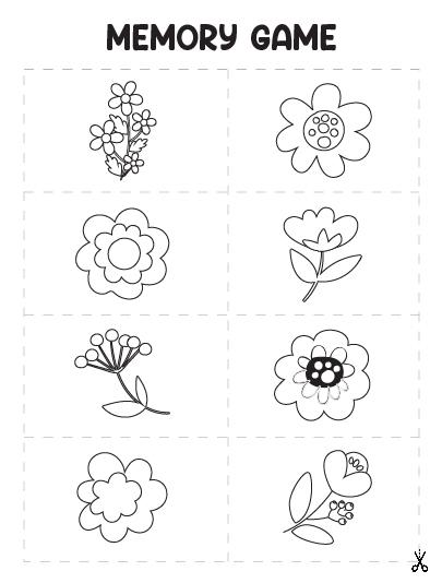 Memory Game Coloring Page-Flower