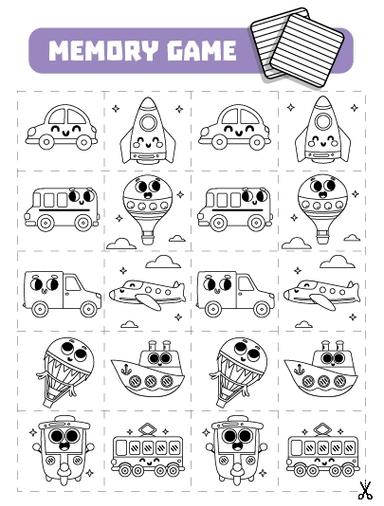 HP Coloring Page Memory Game-Transport