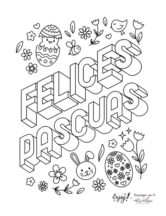 Felices Pascuas Coloring Page by Natalie Brown