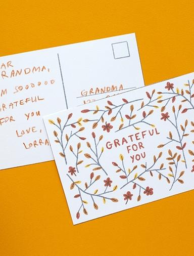 Grateful For You Postcard Cards Thanksgiving Series