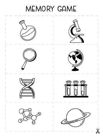 Memory Game-Science Coloring Page