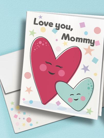 HP Mother's day card with envelope - Love you, Mommy