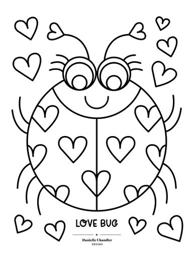 Love Bug Coloring Page by Danielle Chandler