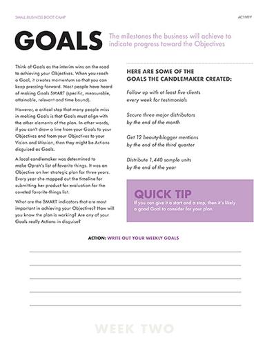 Business Goals Activity  Small Business Bootcamp