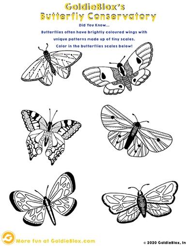 Butterfly Conservatory Coloring page Goldieblox