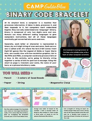 Binary Code Bracelet Learning Worksheet Goldieblox