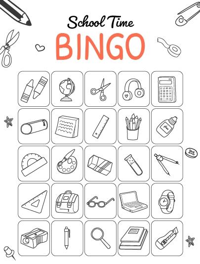 Schooltime Bingo Coloring Page