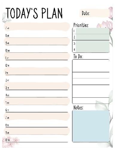 Daily Planner 1 Productivity Worksheets