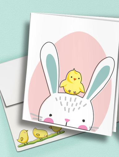 HP Easter Bunny & Chick Card with matching envelope
