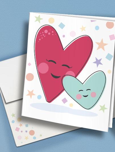 HP Greeting Card with envelope - Two Hearts