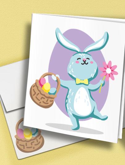 Dancing Rabbit Easter card with matching envelope