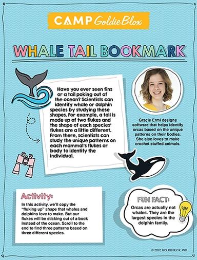 Whale Tail Bookmark Learning Worksheet Goldieblox