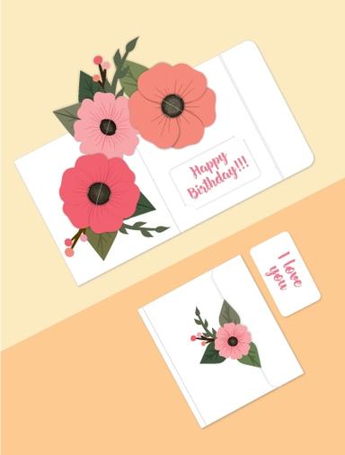 Flowers Pop-up Card Birthday Series