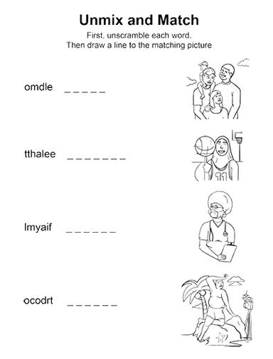 Mix and Match by Adrian Brandon Learning Worksheets Diversity Series