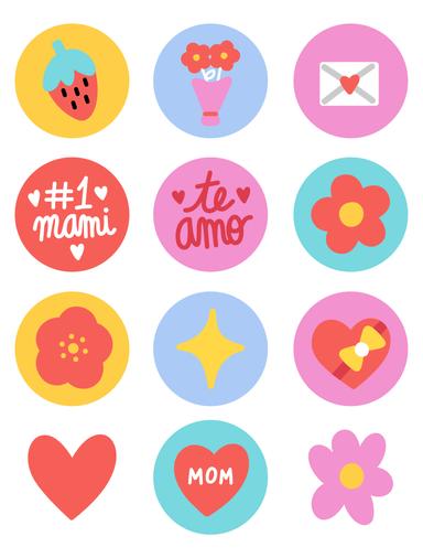 Mother's Day Sticker Sheet Crafts Itzel Islas in Spanish