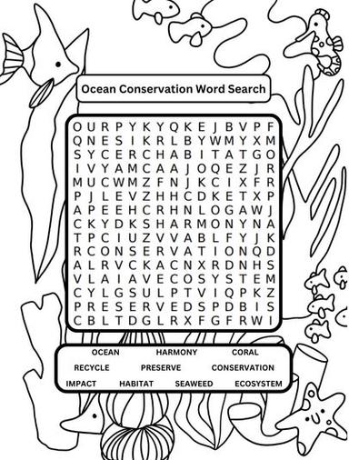 Earth Day Activity Page Word Search Megan Ocean Conservation