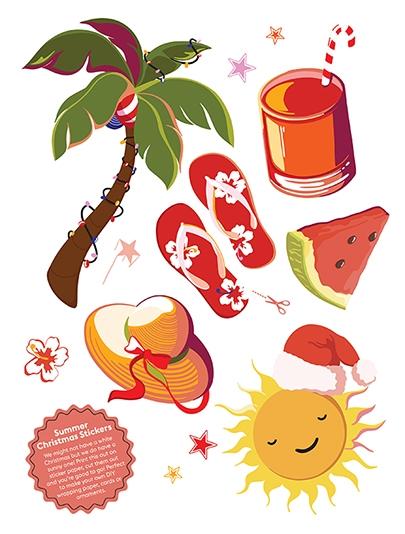 Summer Christmas Stickers