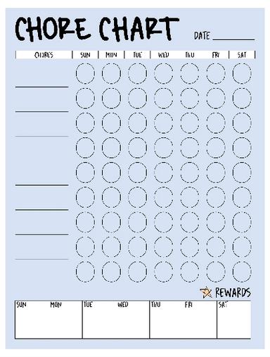 Chores Chart Planner 1 Produktivitetskalkylblad