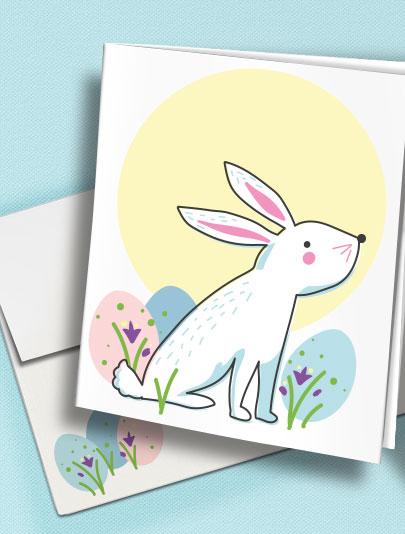 Rabbit in the Moonlight Easter card with matching envelope