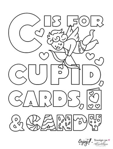 C for Cupid Coloring Page by Natalie Brown