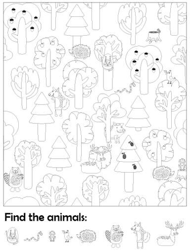 HP Coloring Page Hidden Object Game-Animals