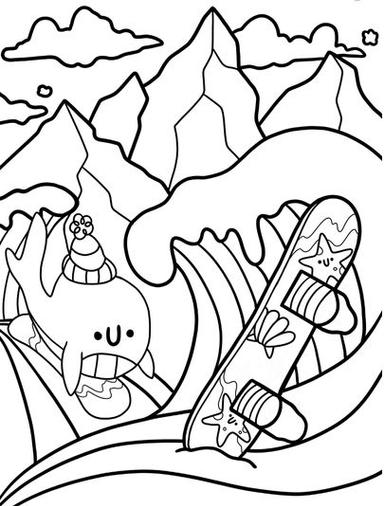 Earth Day Coloring Page Megan Surfing Mountain