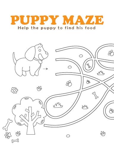 HP Maze Coloring Page Game-Puppy