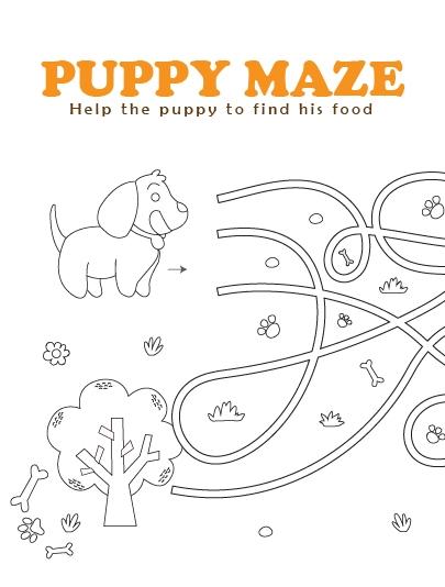 Maze Coloring Page Game-Puppy
