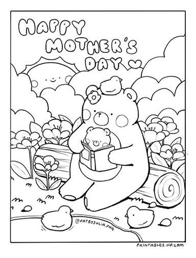 Mother's Day Coloring Page Julia Peng A Day with Mama Bear
