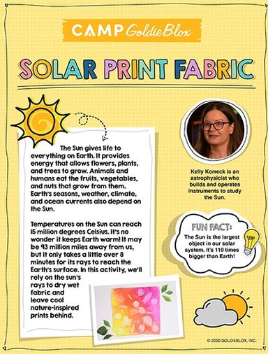 Solar Print Fabric Learning Worksheet Goldieblox