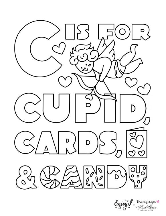 C for Cupid Coloring Page by Natalie Brown