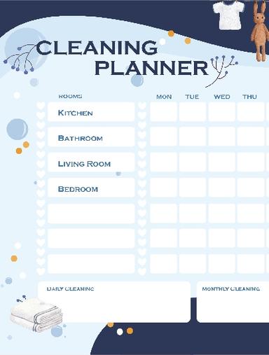 Feuilles de travail sur la productivité de Cleaning Planner 1