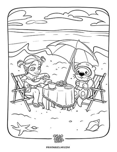 Tea Party by the Sea Coloring Page MadieArts