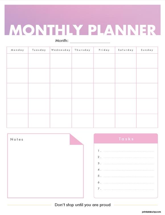 HP Monthly Planner 07