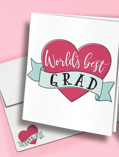 HP Graduation Card with envelope - World's Best Grad!