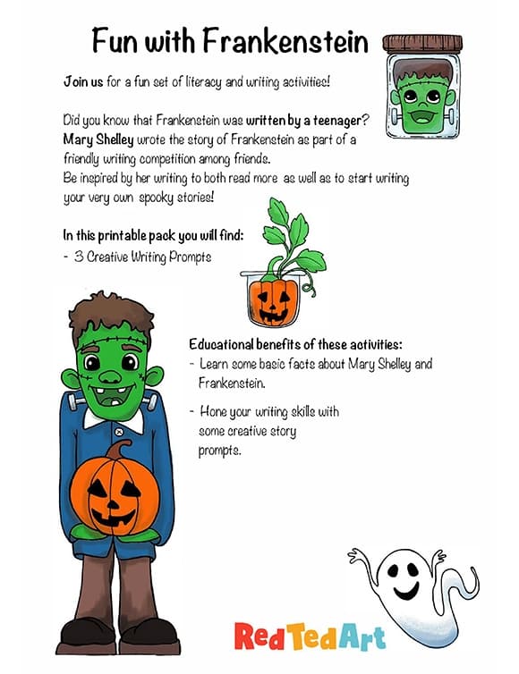 Frankenstein Writing Prompts - Ages 9-12 | Printables - Free Coloring ...